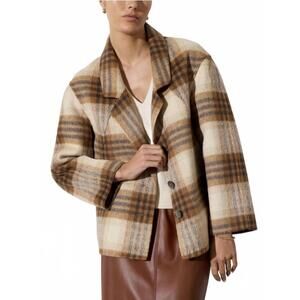 NEW BROCHU WALKER adeline jacket in camel plaid